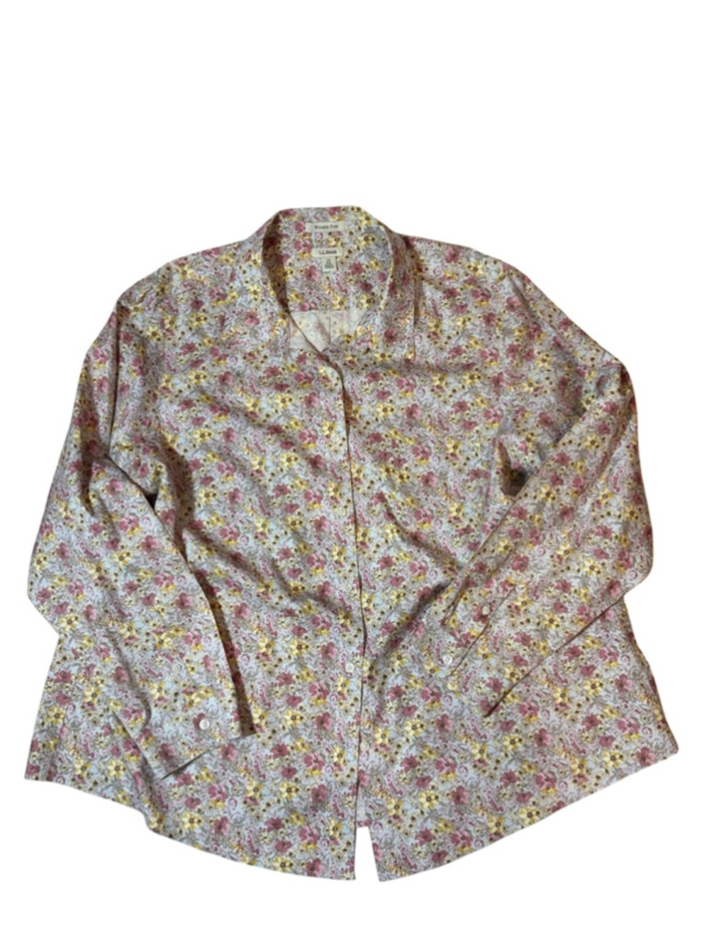 L.L.Bean Wrinkle Free Floral Button Up Shirt Plus Size 2X Cottagecore